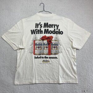 Abercrombie & Fitch x Modelo T-shirt Cream Cerveza Modelo Christmas Size XL